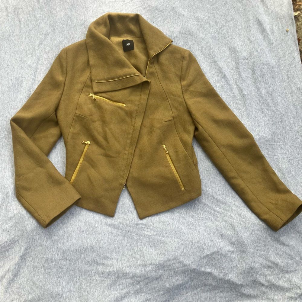 Women's Olive Green Bomber Jacket with Asymmetric Zip